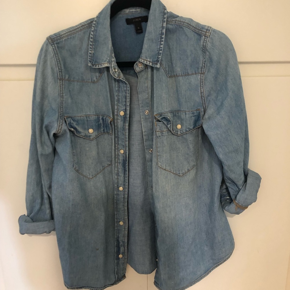 J.Crew chambray denim button down shirt 12